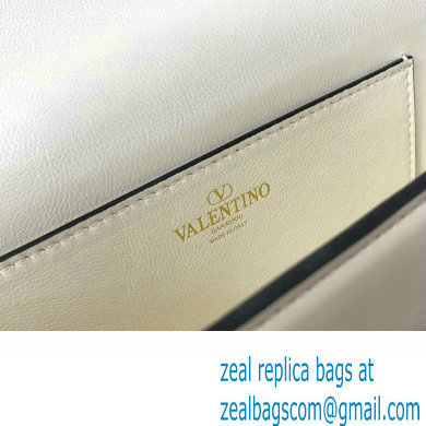 Valentino Rockstud23 E/W Smooth Calfskin Shoulder Bag White 2023