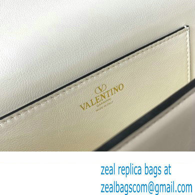 Valentino Rockstud23 E/W Smooth Calfskin Shoulder Bag White 2023 - Click Image to Close