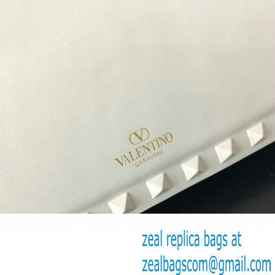 Valentino Rockstud23 E/W Smooth Calfskin Shoulder Bag White 2023 - Click Image to Close