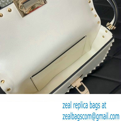 Valentino Rockstud23 E/W Smooth Calfskin Shoulder Bag White 2023