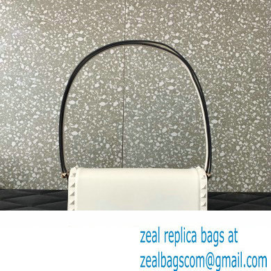 Valentino Rockstud23 E/W Smooth Calfskin Shoulder Bag White 2023 - Click Image to Close