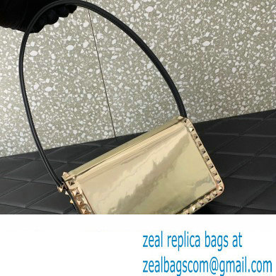 Valentino Rockstud23 Shoulder Bag In Smooth Calfskin 0240 Mirror Gold 2023 - Click Image to Close
