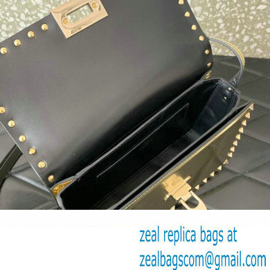 Valentino Rockstud23 Shoulder Bag In Smooth Calfskin 0240 Mirror Gold 2023 - Click Image to Close