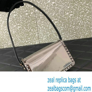 Valentino Rockstud23 Shoulder Bag In Smooth Calfskin 0240 Mirror Gun Color 2023