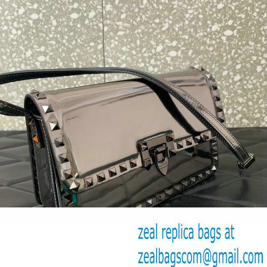 Valentino Rockstud23 Shoulder Bag In Smooth Calfskin 0240 Mirror Gun Color 2023