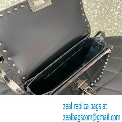 Valentino Rockstud23 Shoulder Bag In Smooth Calfskin 0240 Mirror Gun Color 2023 - Click Image to Close