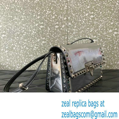 Valentino Rockstud23 Shoulder Bag In Smooth Calfskin 0240 Mirror Silver 2023 - Click Image to Close
