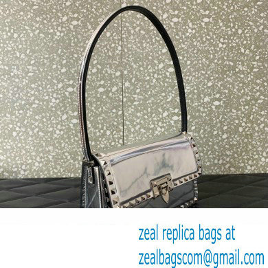 Valentino Rockstud23 Shoulder Bag In Smooth Calfskin 0240 Mirror Silver 2023 - Click Image to Close