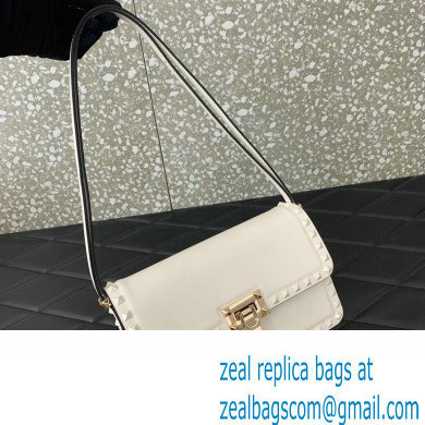 Valentino Rockstud23 Shoulder Bag In Smooth Calfskin 0240 White 2023 - Click Image to Close