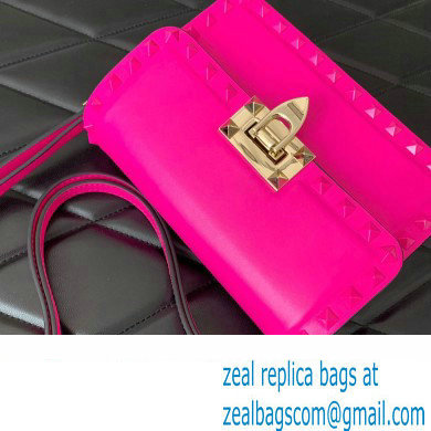 Valentino Rockstud23 Small Shoulder Bag In Smooth Calfskin 0242 Fuchsia 2023 - Click Image to Close