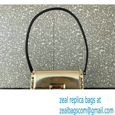 Valentino Rockstud23 Small Shoulder Bag In Smooth Calfskin 0242 Mirror Gold 2023 - Click Image to Close