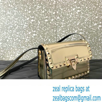 Valentino Rockstud23 Small Shoulder Bag In Smooth Calfskin 0242 Mirror Gold 2023
