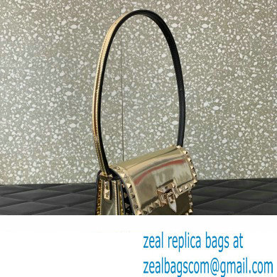 Valentino Rockstud23 Small Shoulder Bag In Smooth Calfskin 0242 Mirror Gold 2023 - Click Image to Close