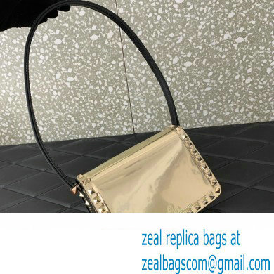 Valentino Rockstud23 Small Shoulder Bag In Smooth Calfskin 0242 Mirror Gold 2023 - Click Image to Close