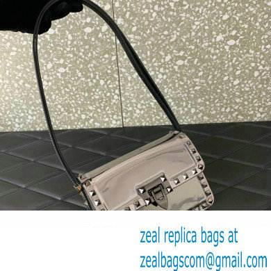 Valentino Rockstud23 Small Shoulder Bag In Smooth Calfskin 0242 Mirror Gun Color 2023