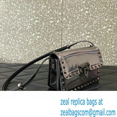Valentino Rockstud23 Small Shoulder Bag In Smooth Calfskin 0242 Mirror Gun Color 2023 - Click Image to Close