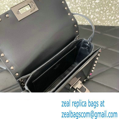 Valentino Rockstud23 Small Shoulder Bag In Smooth Calfskin 0242 Mirror Gun Color 2023 - Click Image to Close