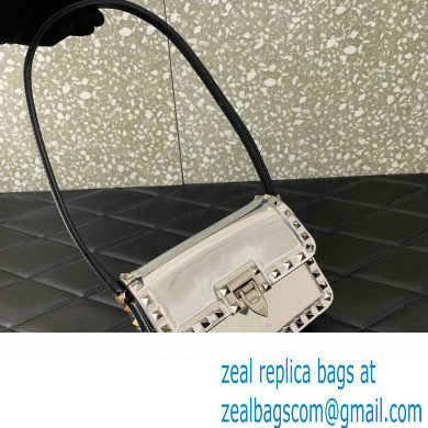 Valentino Rockstud23 Small Shoulder Bag In Smooth Calfskin 0242 Mirror Silver 2023