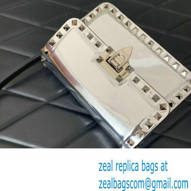 Valentino Rockstud23 Small Shoulder Bag In Smooth Calfskin 0242 Mirror Silver 2023