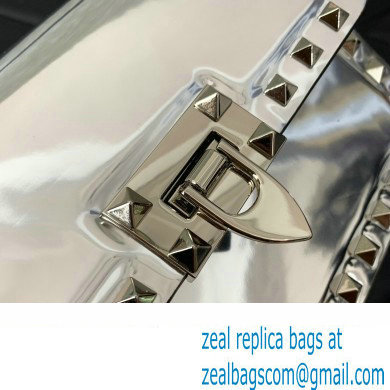 Valentino Rockstud23 Small Shoulder Bag In Smooth Calfskin 0242 Mirror Silver 2023