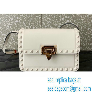 Valentino Rockstud23 Small Shoulder Bag In Smooth Calfskin 0242 White 2023