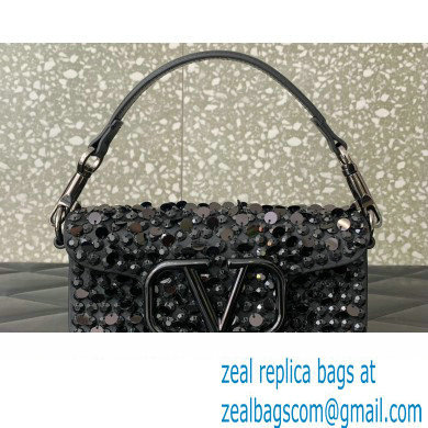 Valentino Small Loco Shoulder Bag Black With Crystals 2024 - Click Image to Close