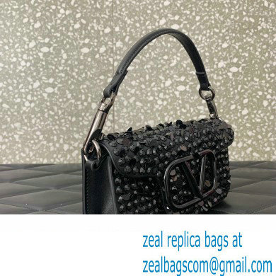 Valentino Small Loco Shoulder Bag Black With Crystals 2024 - Click Image to Close