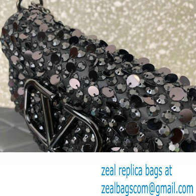 Valentino Small Loco Shoulder Bag Black With Crystals 2024 - Click Image to Close