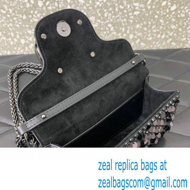 Valentino Small Loco Shoulder Bag Black With Crystals 2024
