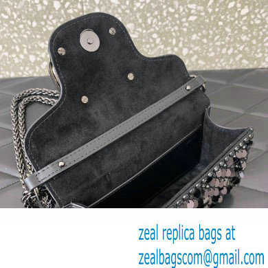 Valentino Small Loco Shoulder Bag Black With Crystals 2024 - Click Image to Close