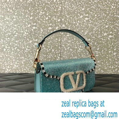 Valentino Small Loco Shoulder Bag Embroidered Green With Crystals 2024