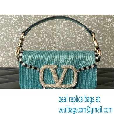 Valentino Small Loco Shoulder Bag Embroidered Green With Crystals 2024 - Click Image to Close