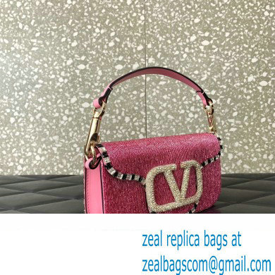 Valentino Small Loco Shoulder Bag Embroidered Pink With Crystals 2024