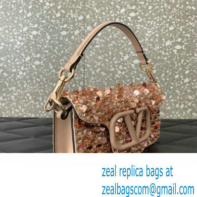 Valentino Small Loco Shoulder Bag Gold With Crystals 2024