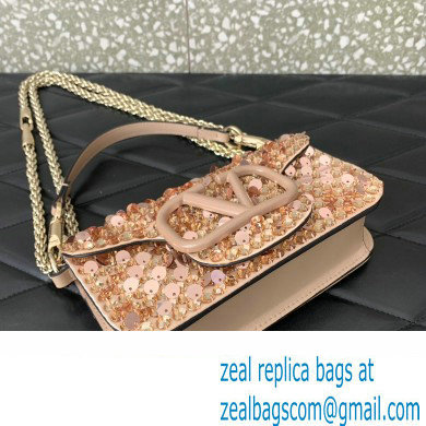 Valentino Small Loco Shoulder Bag Gold With Crystals 2024