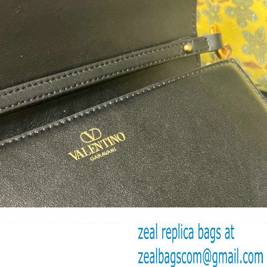 Valentino Small Loco Shoulder Bag In Calfskin Leather Black/Gold With Vlogo Signature 2024 - Click Image to Close