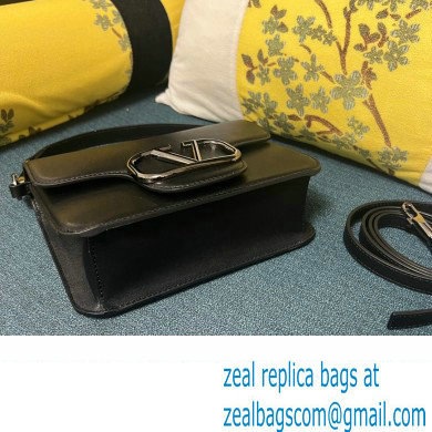 Valentino Small Loco Shoulder Bag In Calfskin Leather Black With Enamel Tone-On-Tone Vlogo Signature 2024