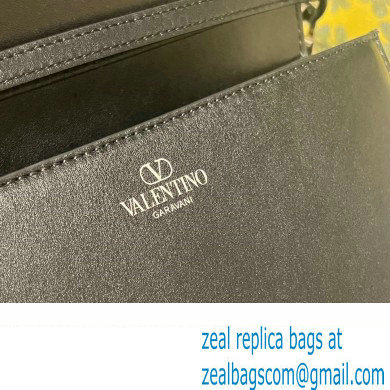 Valentino Small Loco Shoulder Bag In Calfskin Leather Black With Enamel Tone-On-Tone Vlogo Signature 2024