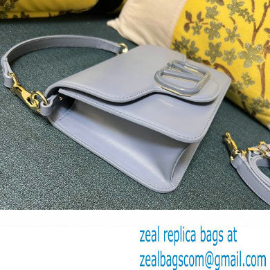 Valentino Small Loco Shoulder Bag In Calfskin Leather Blue With Enamel Tone-On-Tone Vlogo Signature 2024 - Click Image to Close