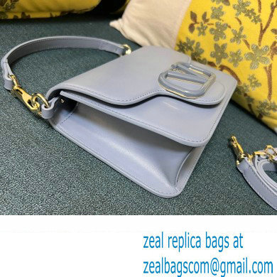 Valentino Small Loco Shoulder Bag In Calfskin Leather Blue With Enamel Tone-On-Tone Vlogo Signature 2024