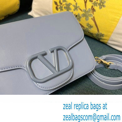 Valentino Small Loco Shoulder Bag In Calfskin Leather Blue With Enamel Tone-On-Tone Vlogo Signature 2024