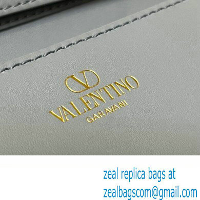 Valentino Small Loco Shoulder Bag In Calfskin Leather Blue With Enamel Tone-On-Tone Vlogo Signature 2024