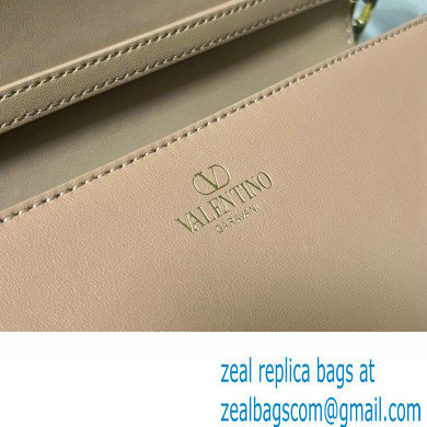 Valentino Small Loco Shoulder Bag In Calfskin Leather Nude With Enamel Tone-On-Tone Vlogo Signature 2024