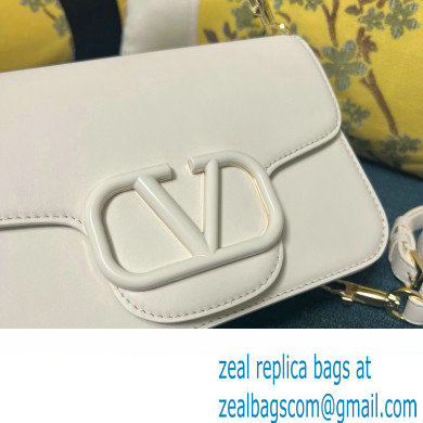 Valentino Small Loco Shoulder Bag In Calfskin Leather White With Enamel Tone-On-Tone Vlogo Signature 2024 - Click Image to Close