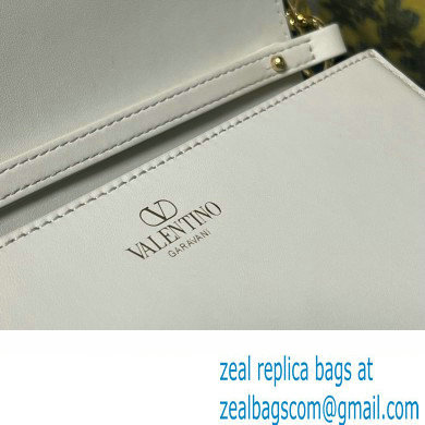 Valentino Small Loco Shoulder Bag In Calfskin Leather White With Enamel Tone-On-Tone Vlogo Signature 2024