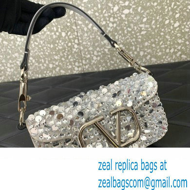 Valentino Small Loco Shoulder Bag Silver With Crystals 2024