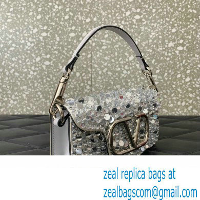 Valentino Small Loco Shoulder Bag Silver With Crystals 2024