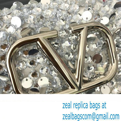 Valentino Small Loco Shoulder Bag Silver With Crystals 2024