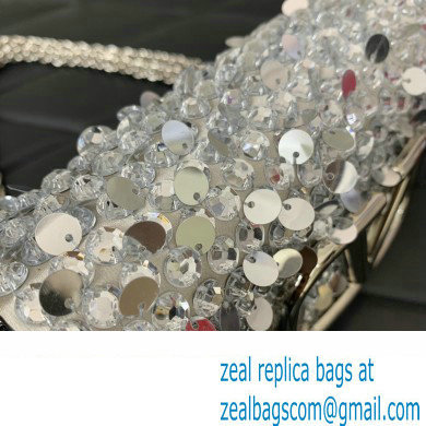 Valentino Small Loco Shoulder Bag Silver With Crystals 2024