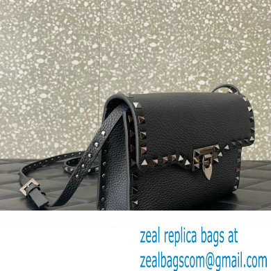 Valentino Small Rockstud Crossbody Bag in Grainy Calfskin Black 2024 - Click Image to Close